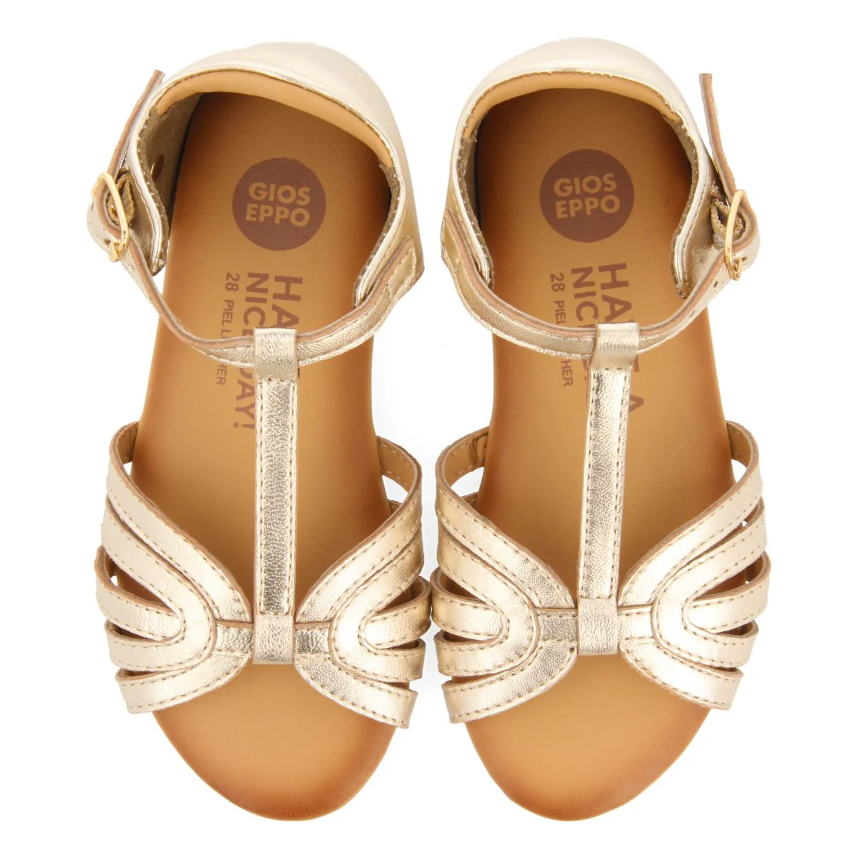 GOLDEN LEATHER SANDALS WITH STRAPS FOR GIRL AND BOY ARIPEKA - Image 4