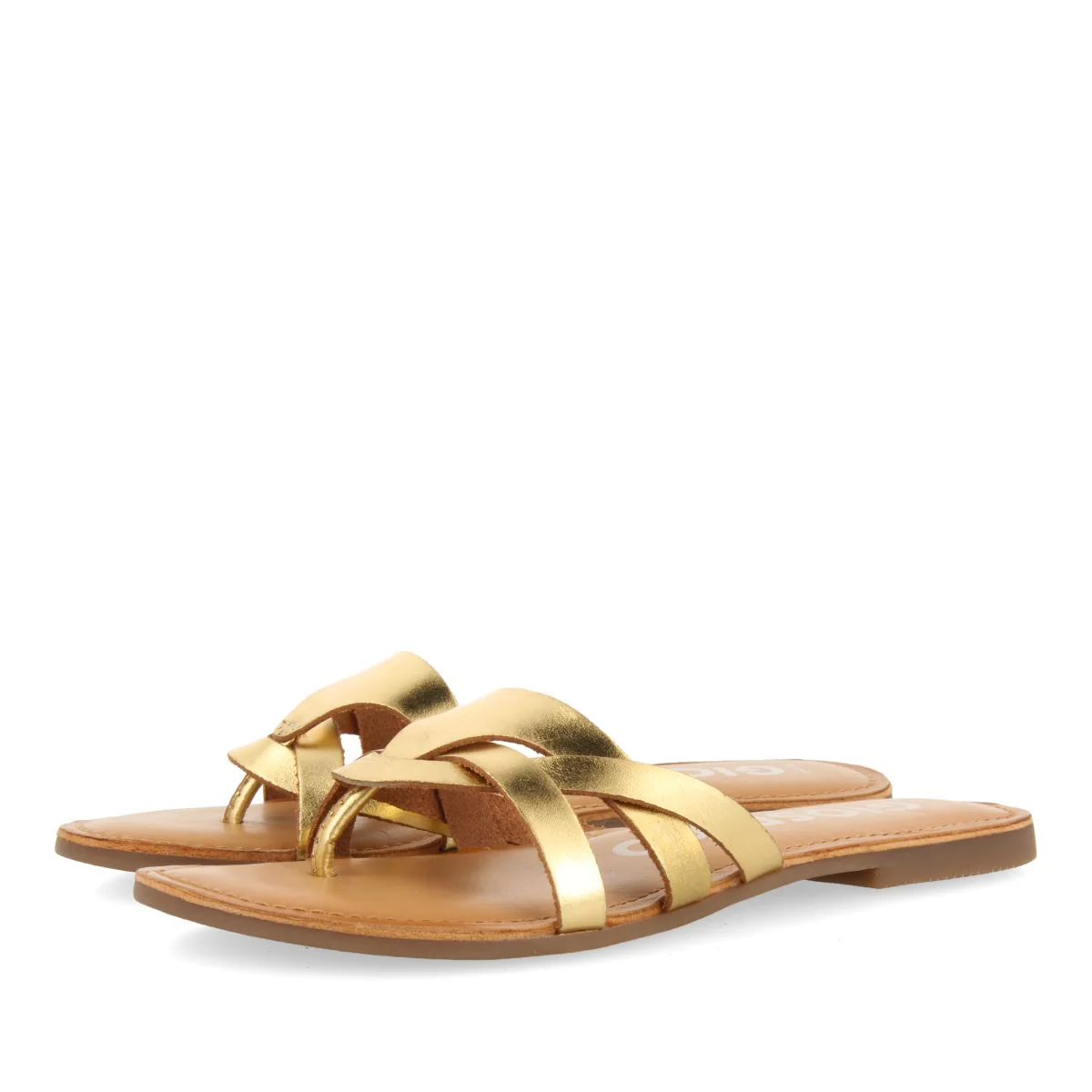 GOLDEN LEATHER SANDALS WITH STRAPS FOR WOMEN CAYUSE - Image 2