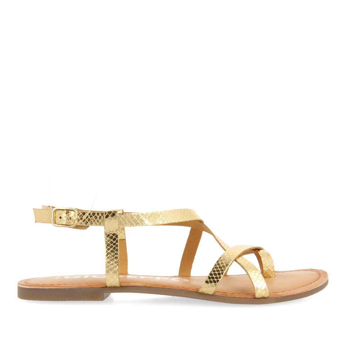 GOLDEN LEATHER SANDALS WITH THIN STRAPS FOR WOMEN COURSAN