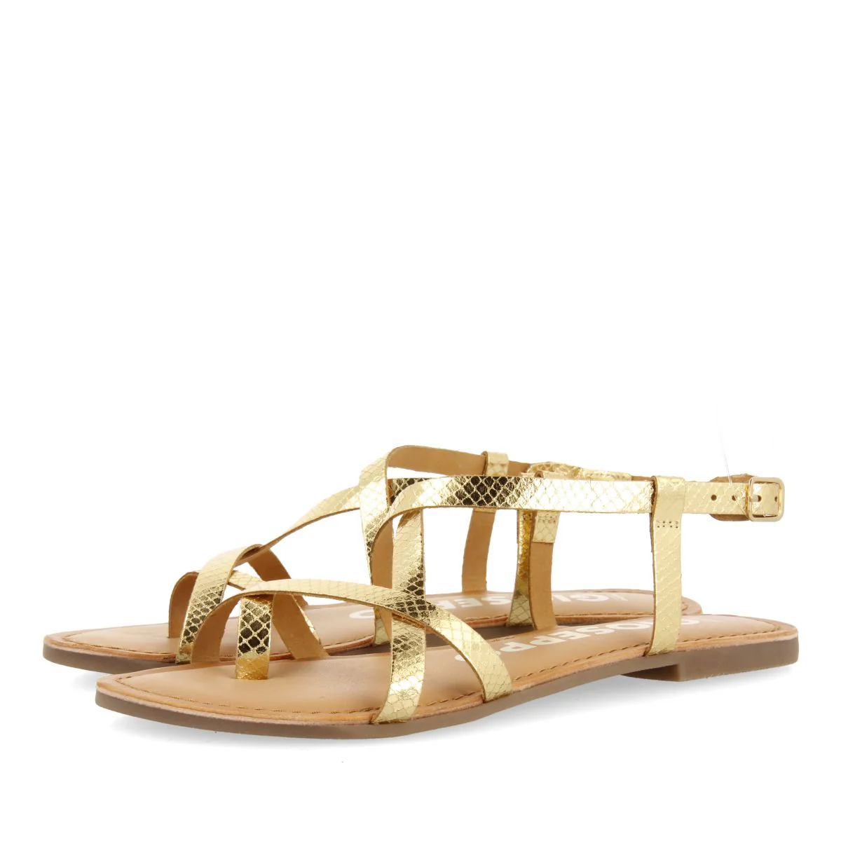 GOLDEN LEATHER SANDALS WITH THIN STRAPS FOR WOMEN COURSAN - Image 2