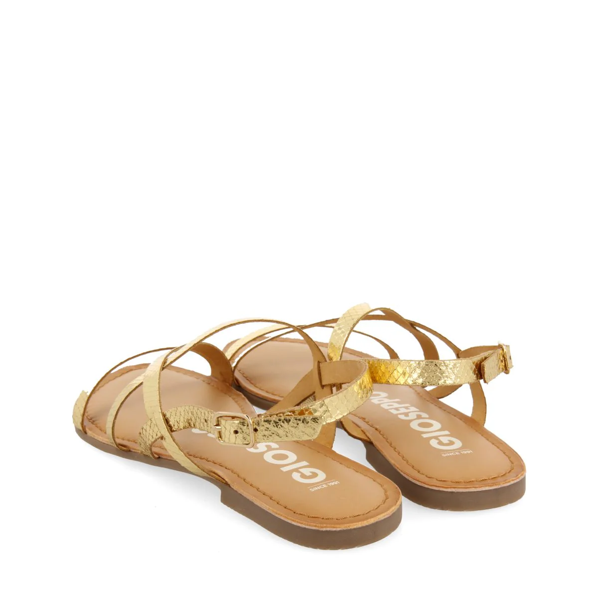 GOLDEN LEATHER SANDALS WITH THIN STRAPS FOR WOMEN DANIA - Image 3