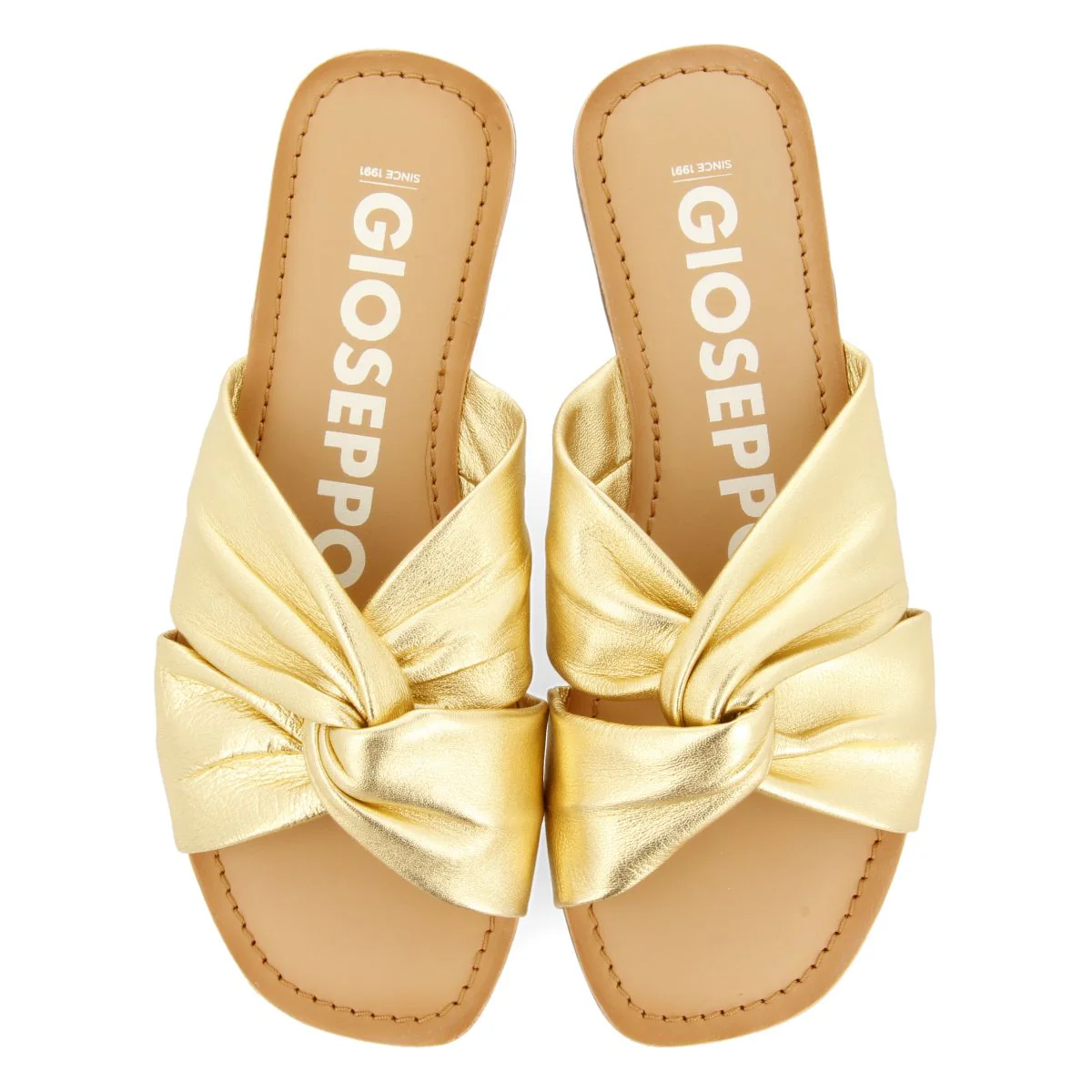 GOLDEN LEATHER SLIDE STYLE SANDALS FOR WOMEN AGIRA - Image 4