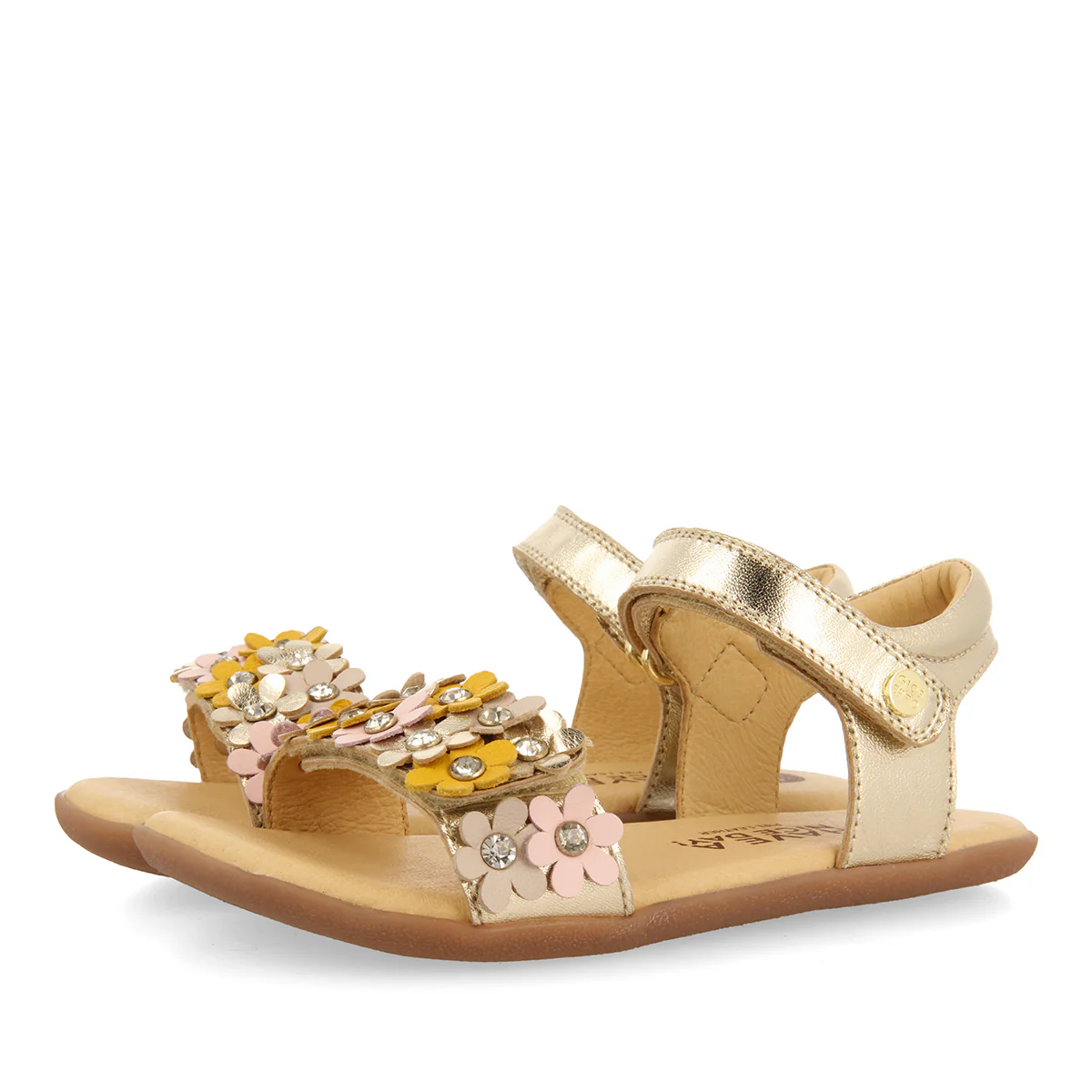 GOLDEN SANDALS WITH FLOWER EMBELLISHMENT AND ADJUSTABLE CLOSURES FOR GIRLS AND BOYS FRANKFORT - Image 2