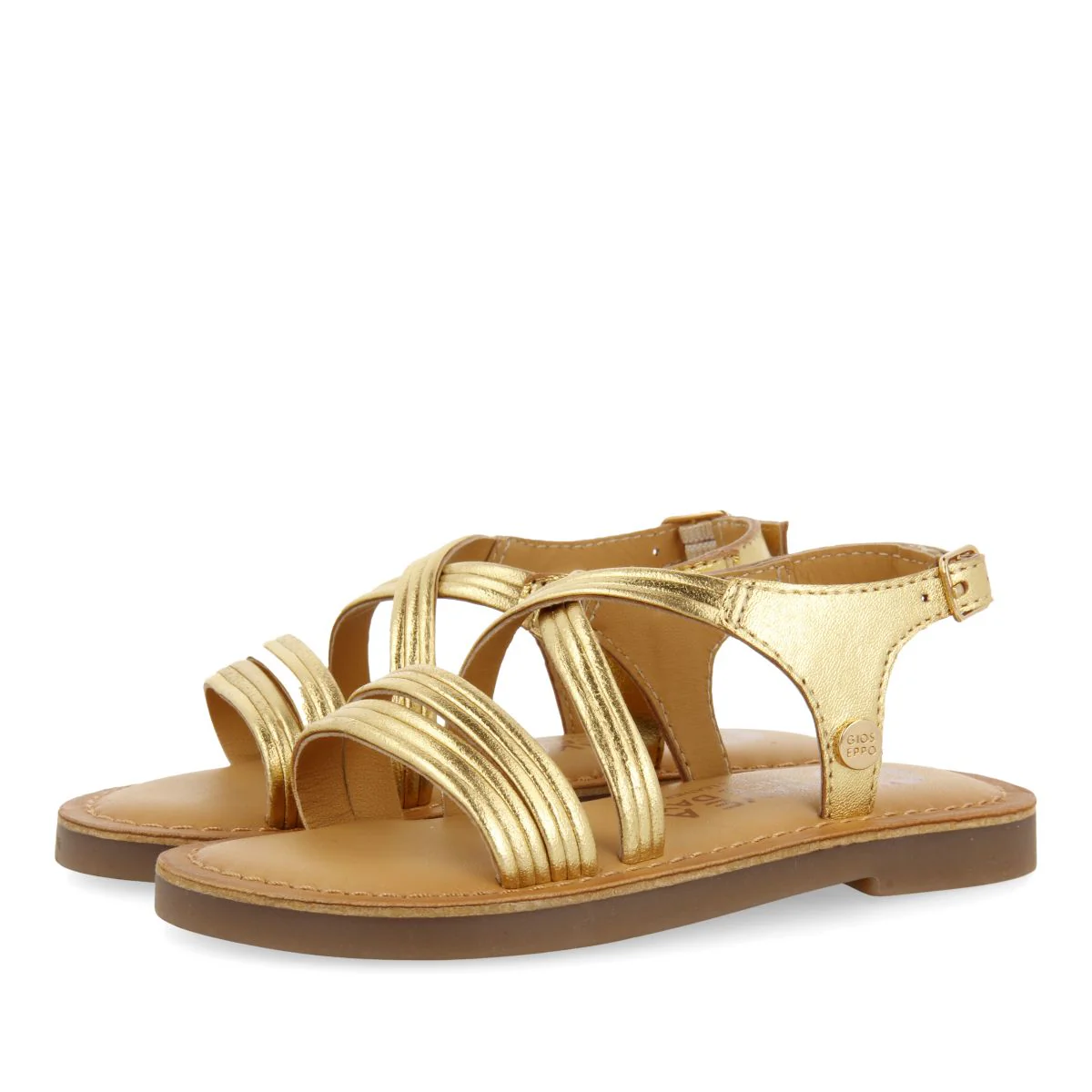 GOLDEN SANDALS WITH LEATHER STRAPS FOR GIRL AND BOY KERRIER - Image 2