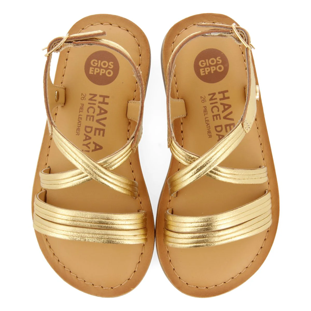 GOLDEN SANDALS WITH LEATHER STRAPS FOR GIRL AND BOY KERRIER - Image 4
