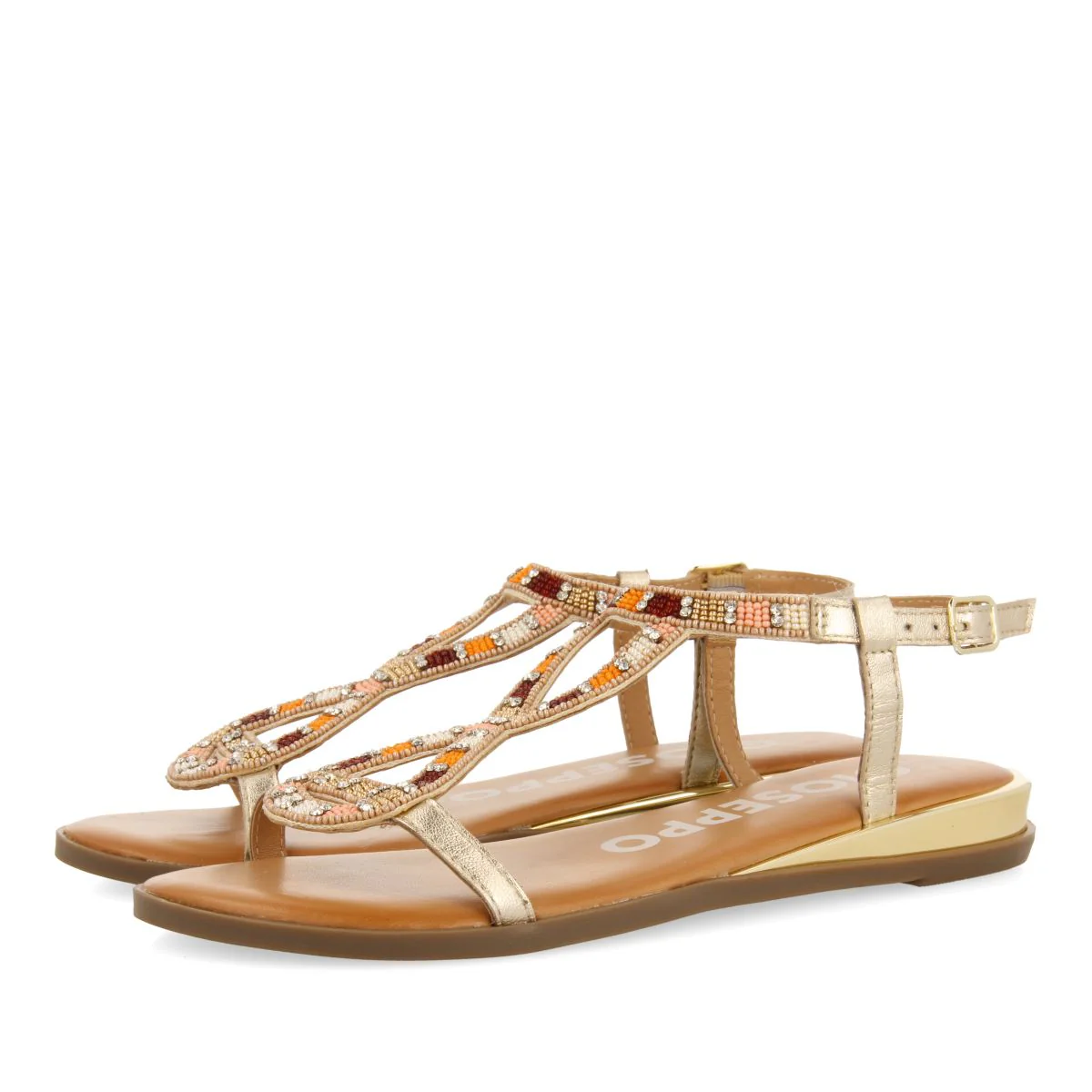 GOLDEN SANDALS WITH MULTICOLOR STONES FOR WOMEN MULION - Image 2