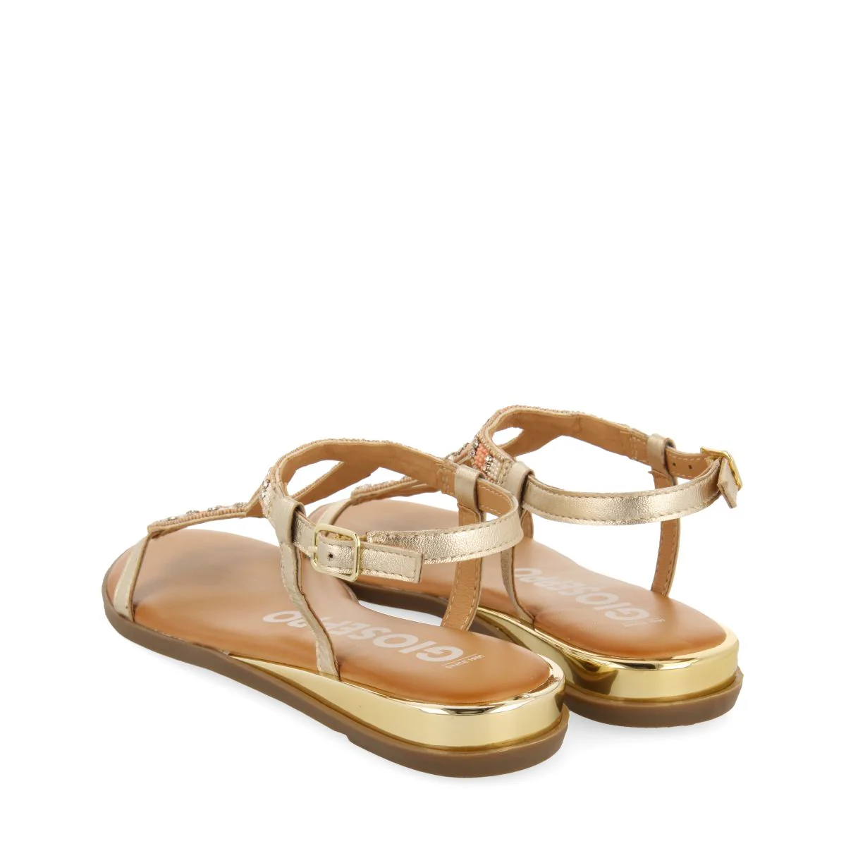 GOLDEN SANDALS WITH MULTICOLOR STONES FOR WOMEN MULION - Image 3