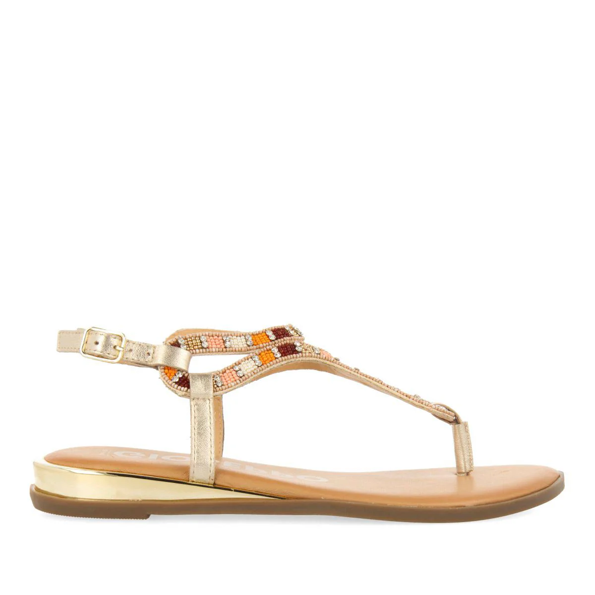 GOLDEN SANDALS WITH MULTICOLOR STONES FOR WOMEN NYSSA