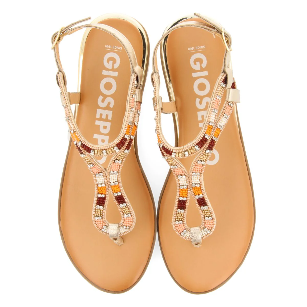 GOLDEN SANDALS WITH MULTICOLOR STONES FOR WOMEN NYSSA - Image 4