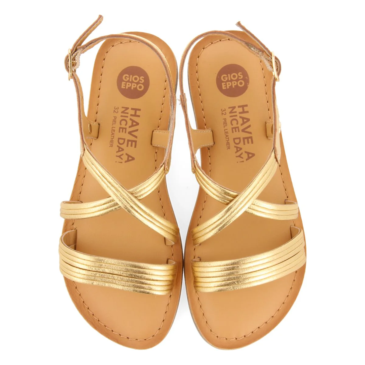 GOLDEN SANDALS WITH TUBULAR STRAPS IN LEATHER FOR GIRL AND BOY ANNEX - Image 4