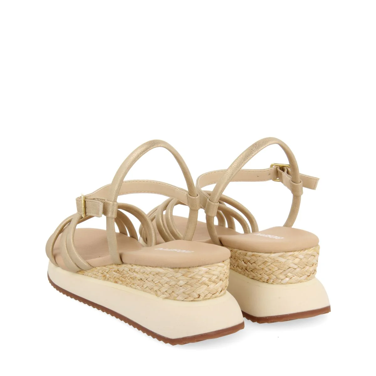 GOLDEN SANDALS WITH WEDGE AND TUBULAR STRAPS FOR WOMEN PERMET - Image 3