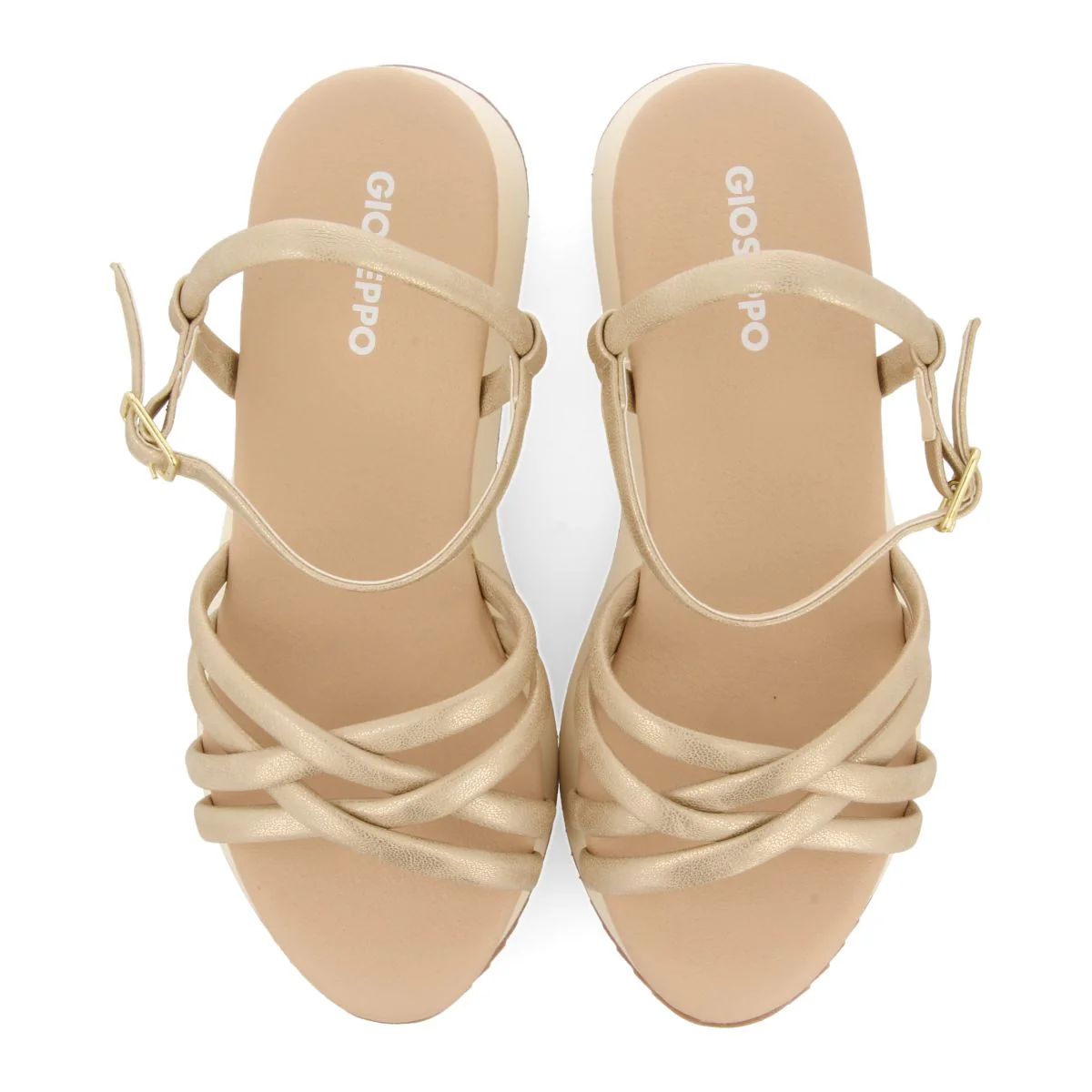 GOLDEN SANDALS WITH WEDGE AND TUBULAR STRAPS FOR WOMEN PERMET - Image 4