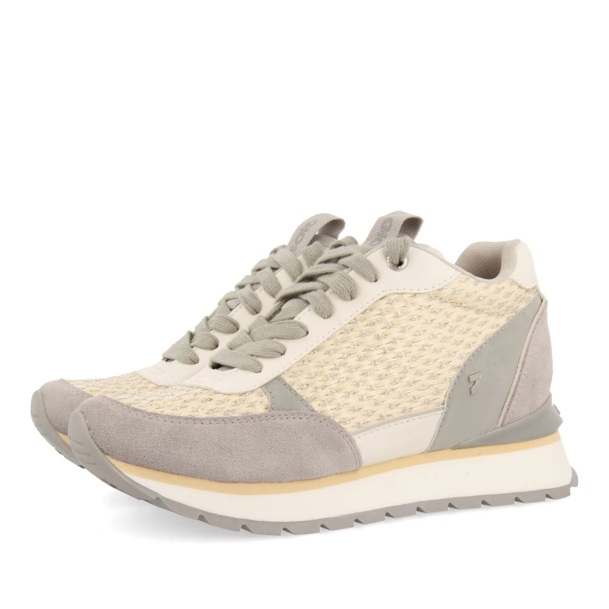 GOLDEN SNEAKERS WITH INTERNAL WEDGE AND BRAIDED DETAILS FOR WOMEN HEKAL - Image 3