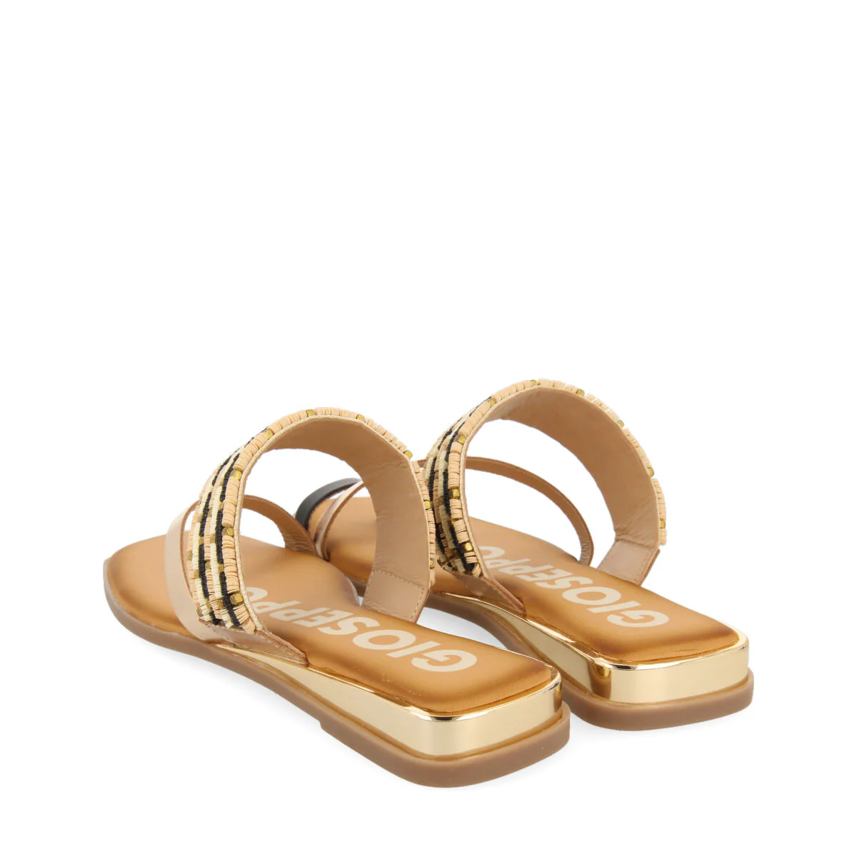 GOLDEN MINI WEDGE SANDALS DETAILED WITH BEADS FOR WOMAN COTTLE - Image 3