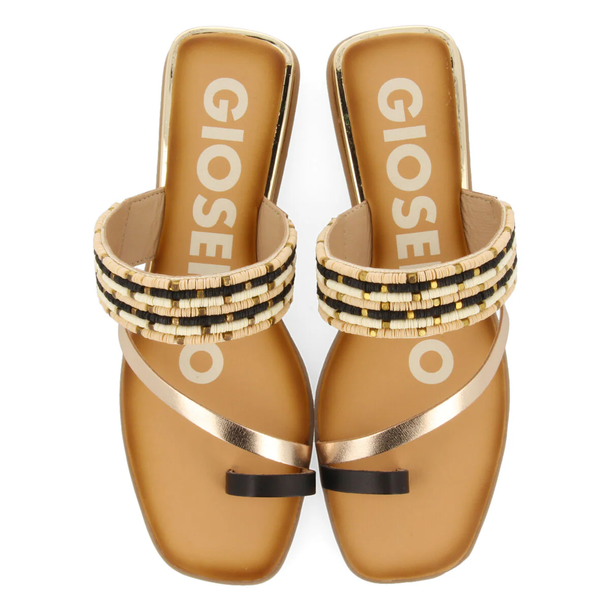 GOLDEN MINI WEDGE SANDALS DETAILED WITH BEADS FOR WOMAN COTTLE - Image 4