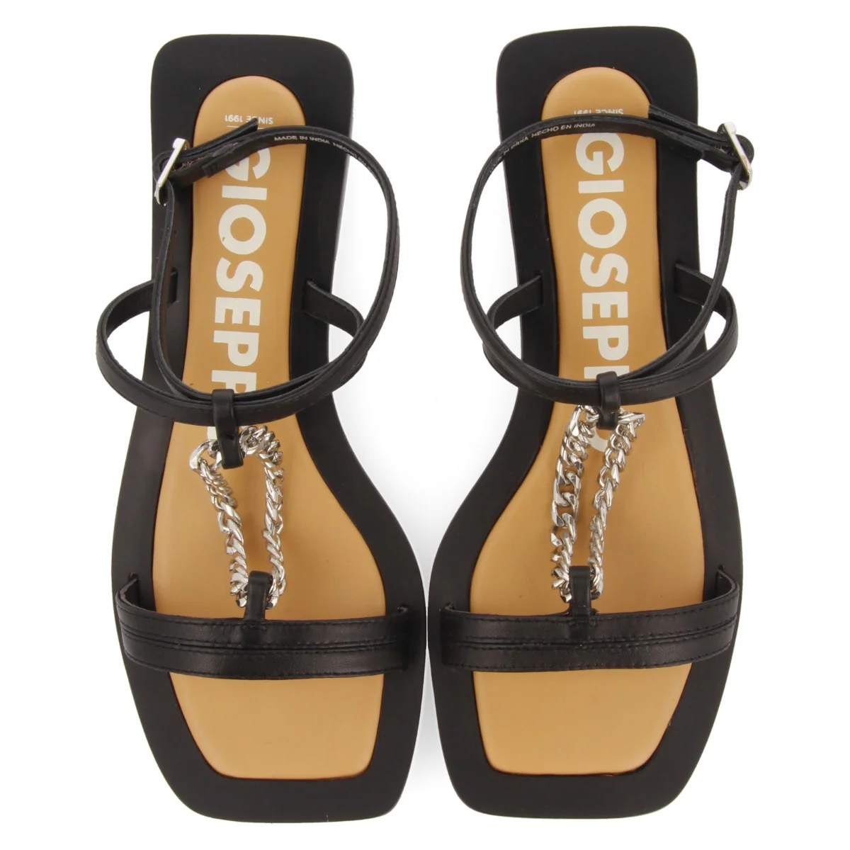 Goyave women's black sandals with straps and a decorative chain - Image 4