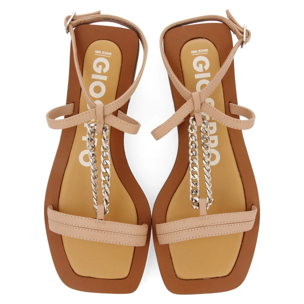 Goyave women's nude sandals with straps and a decorative chain - Image 4