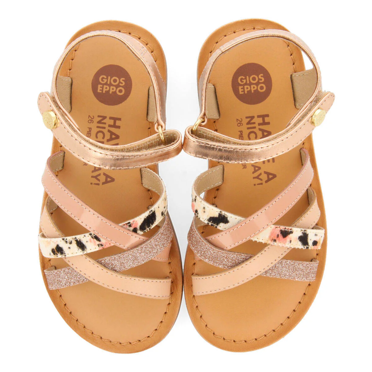 Gracen girlsink animalrint leather sandals - Image 3
