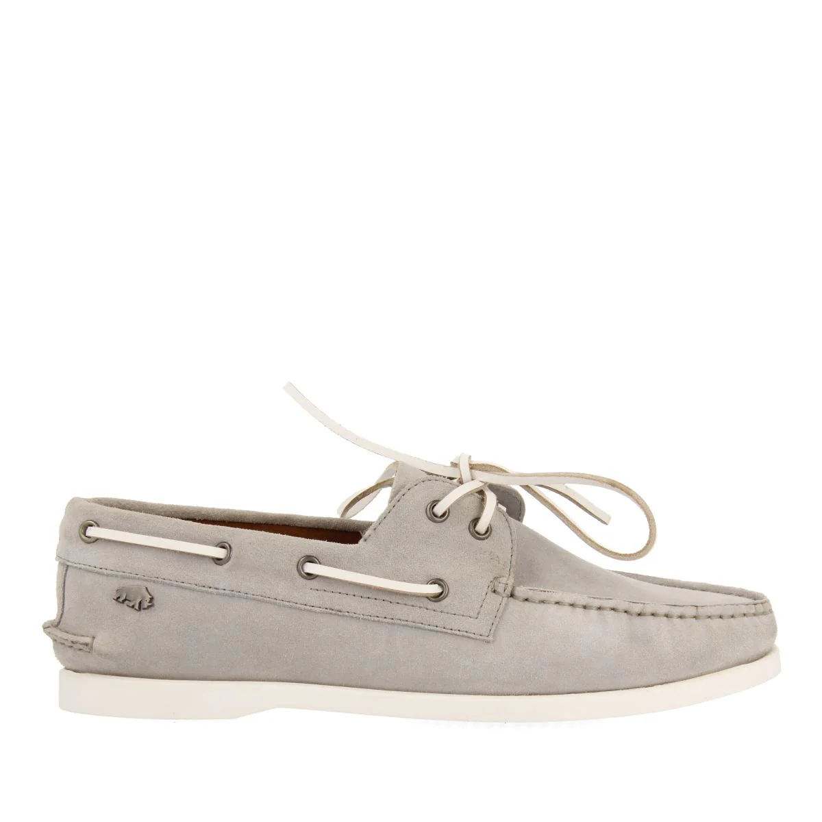 GRAY LEATHER NAUTICAL STYLE LOAFERS FOR MEN TRUNO