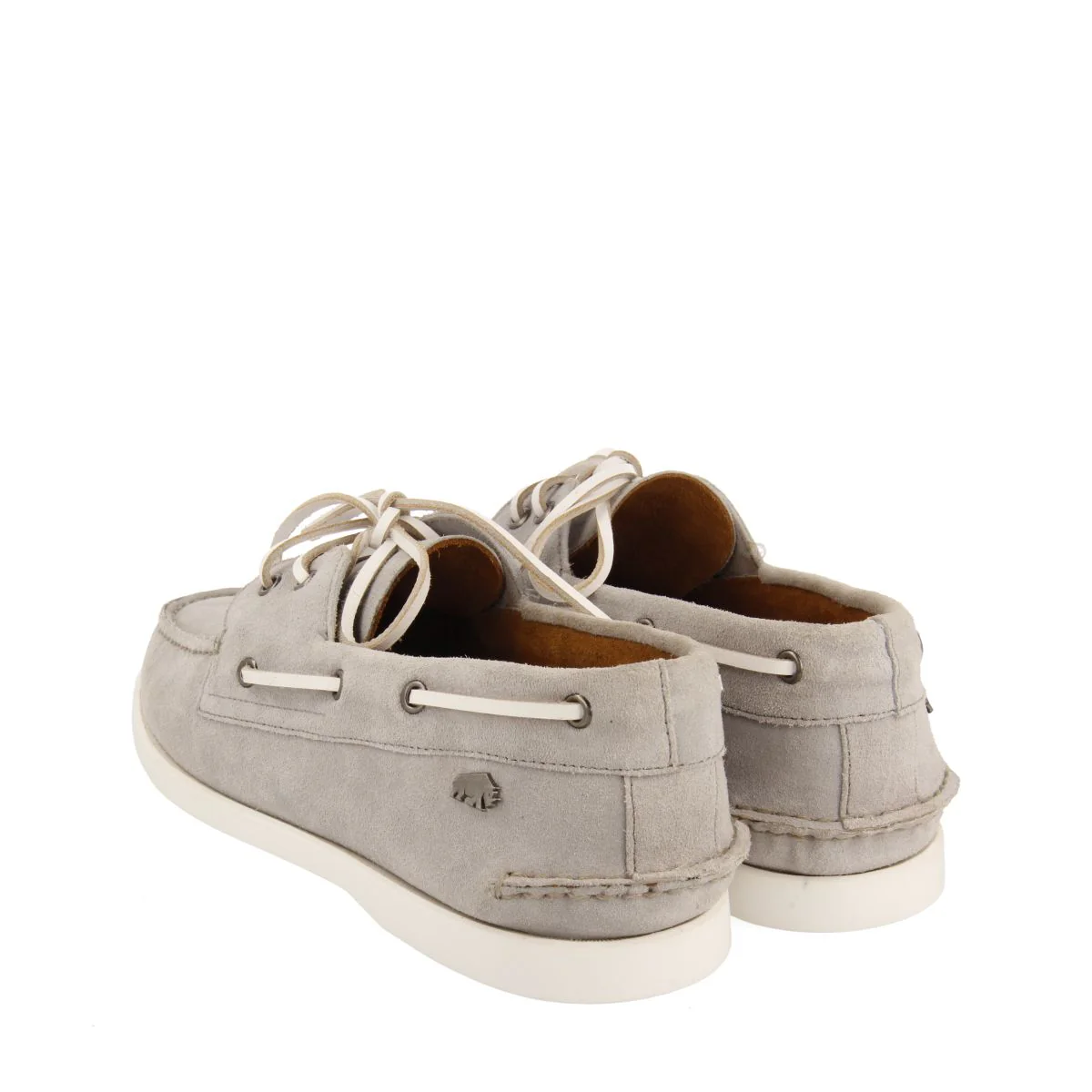 GRAY LEATHER NAUTICAL STYLE LOAFERS FOR MEN TRUNO - Image 3