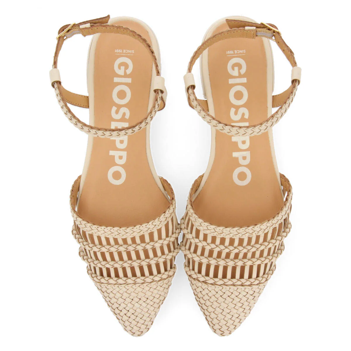 Gressey women's off-white braided leather slingback ballet flats - Image 3
