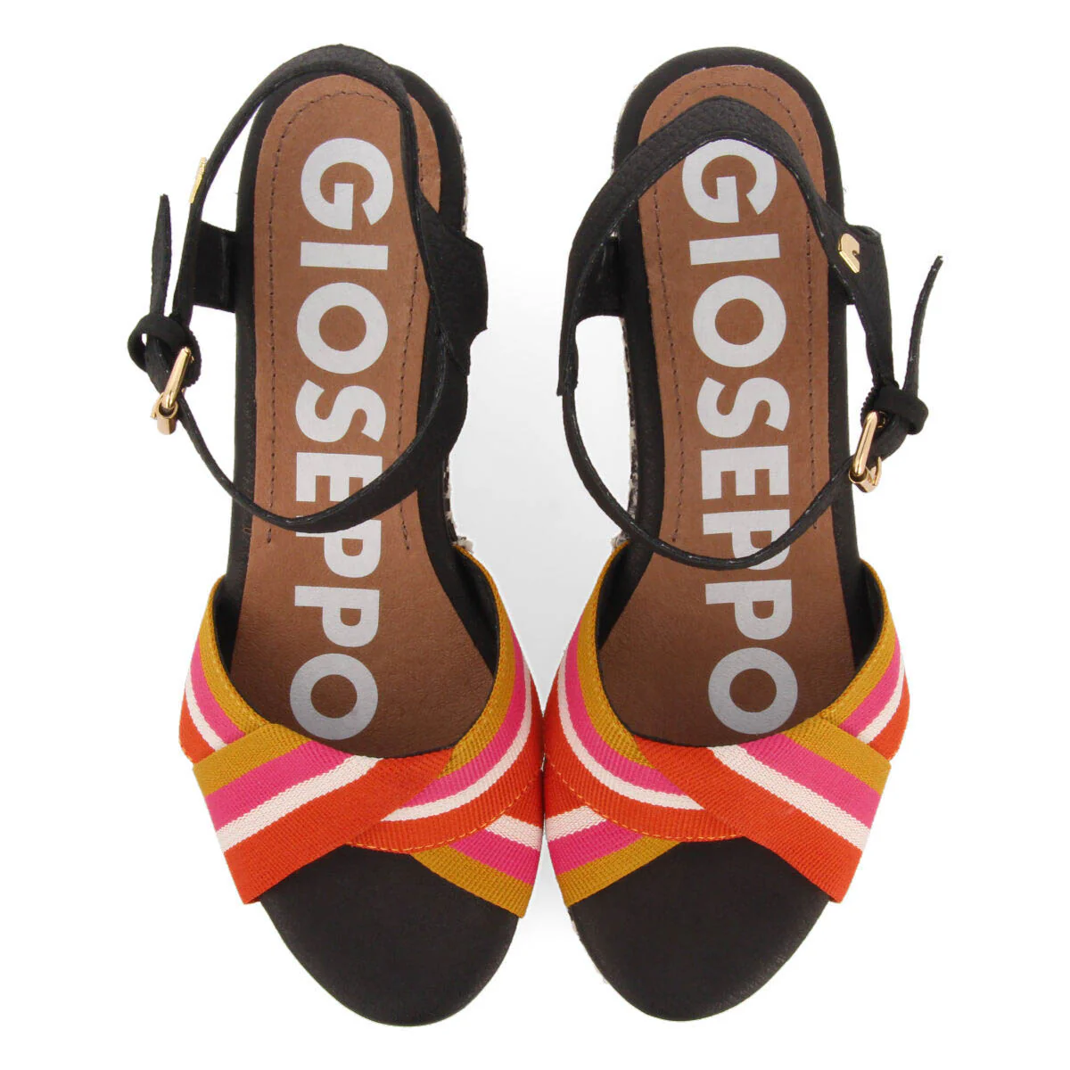 Guaduas women's black platform sandals with colourful straps