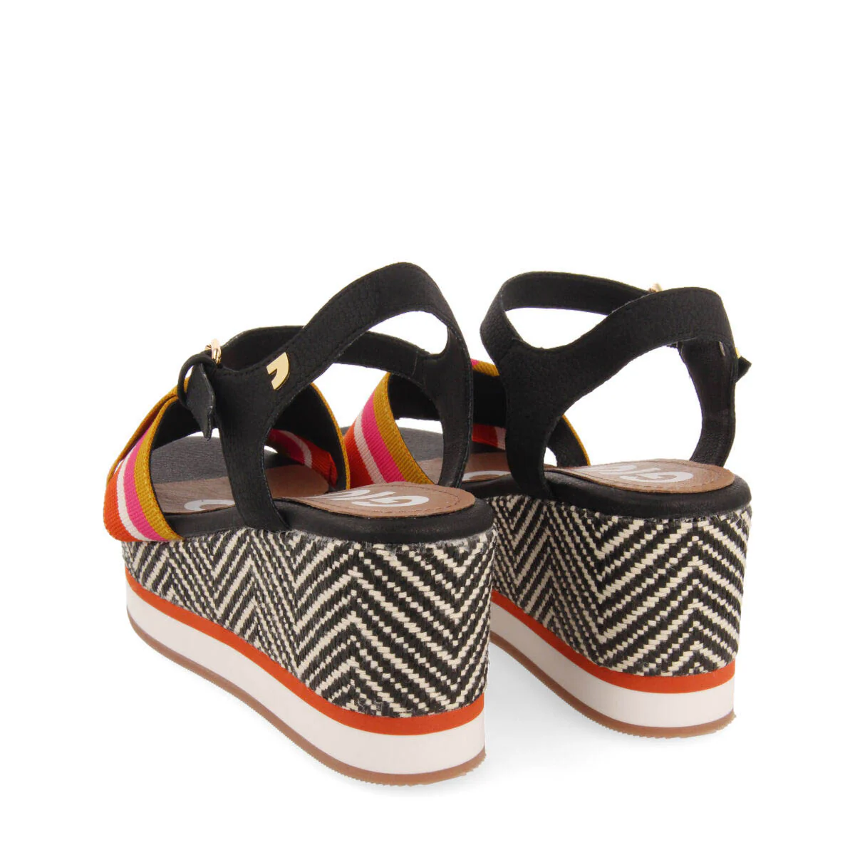 Guaduas women's black platform sandals with colourful straps - Image 4