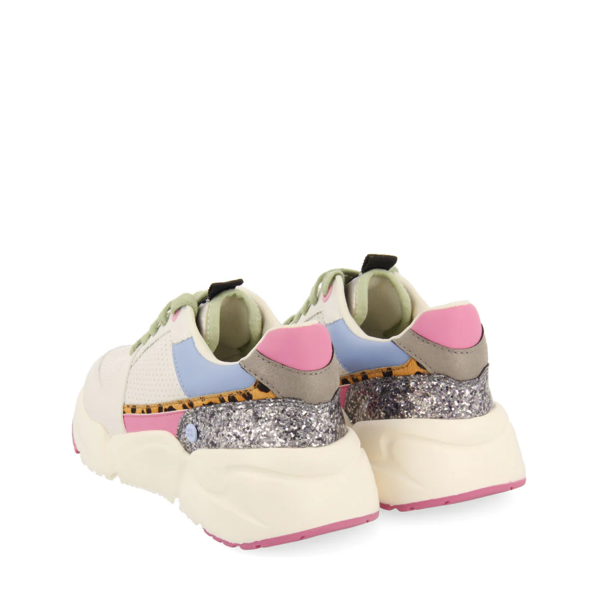 Halkirk children's white sneakers with multicoloured pieces - Image 3