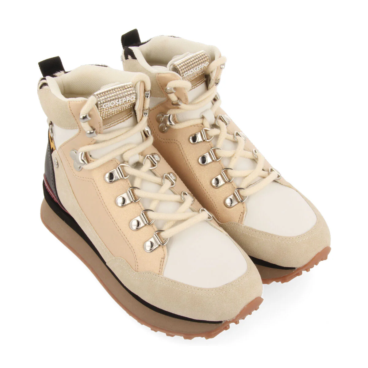 Halsnaes women's white mountain boot-style sneakers with details - Image 3