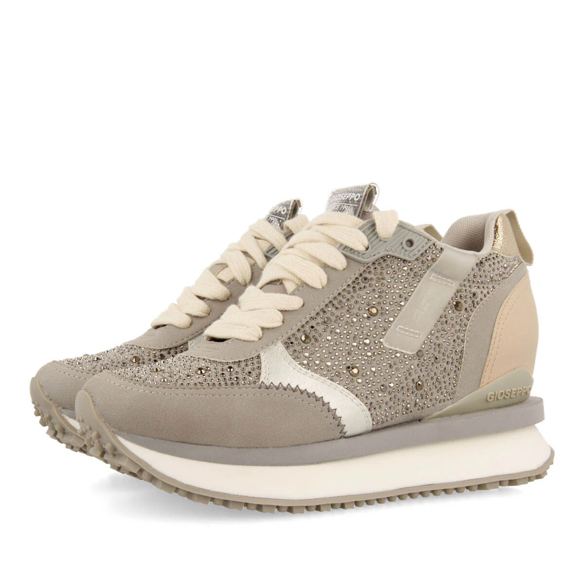 Hanko women's grey monochrome sneakers with crystals - Image 2