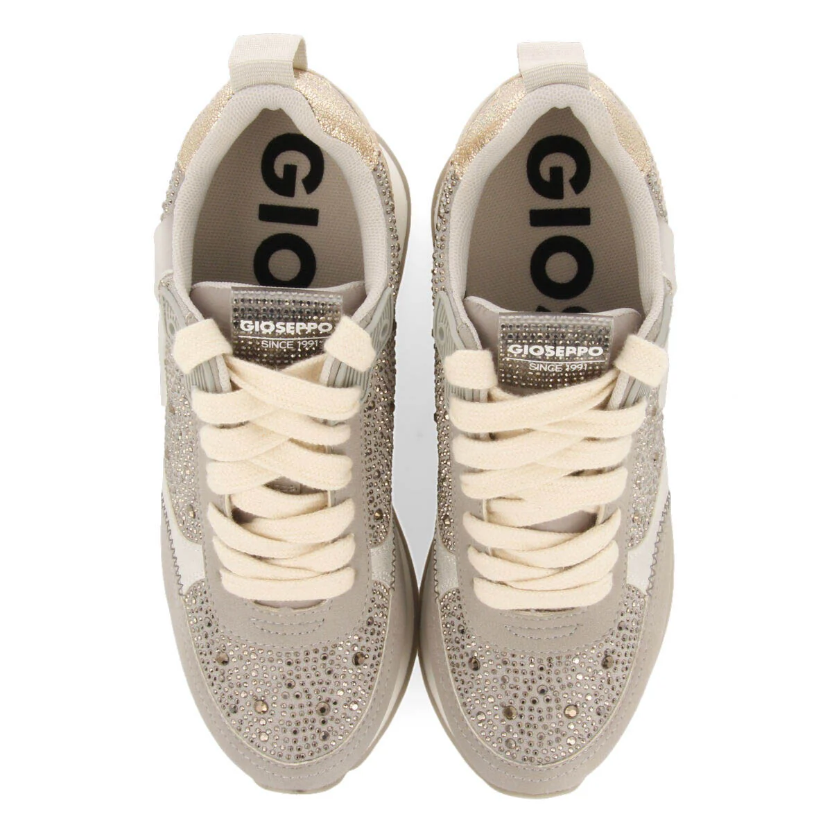 Hanko women's grey monochrome sneakers with crystals - Image 3