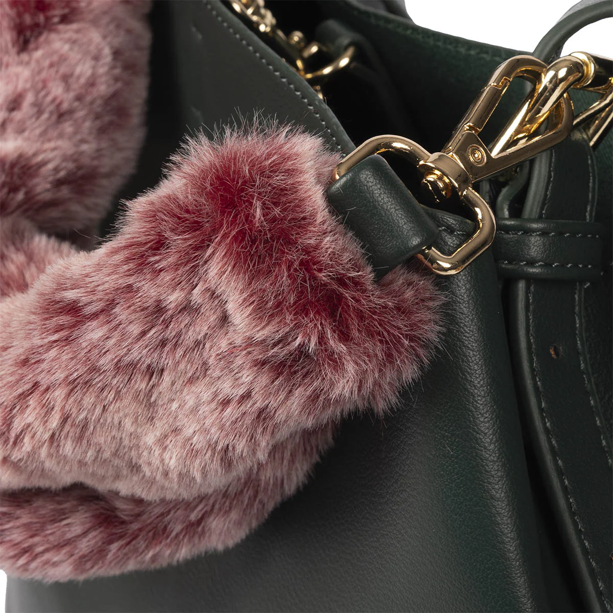 Hecla green shopper bag with a furry handle - Image 4