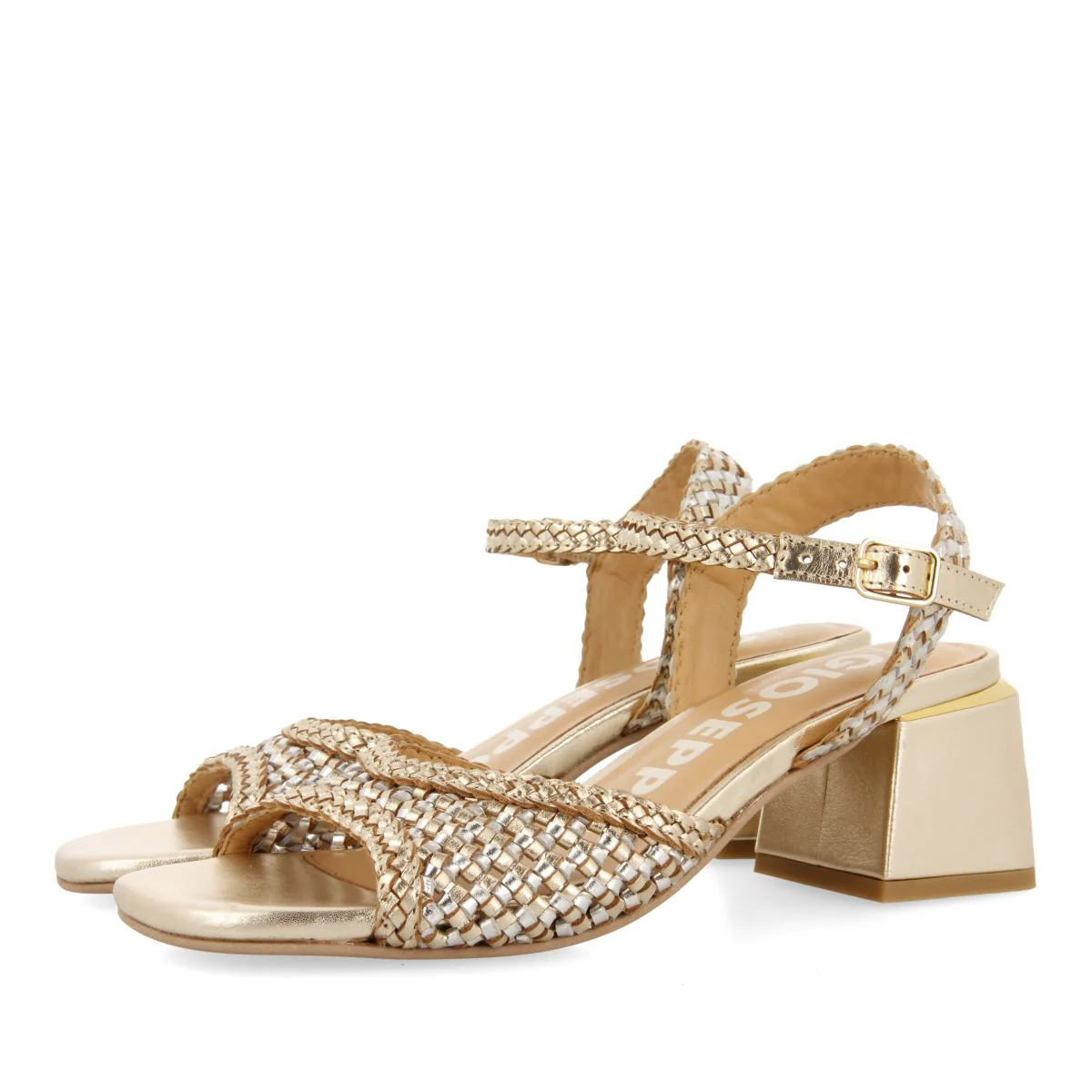 HEEL SANDALS WITH TWO-TONE BRAIDED VAMP FOR WOMEN LADOCK - Image 2