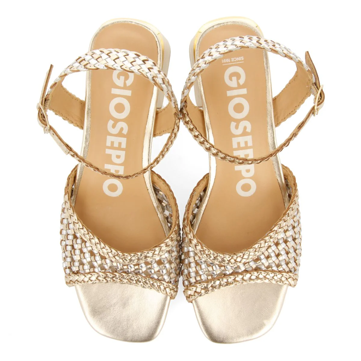 HEEL SANDALS WITH TWO-TONE BRAIDED VAMP FOR WOMEN LADOCK - Image 4