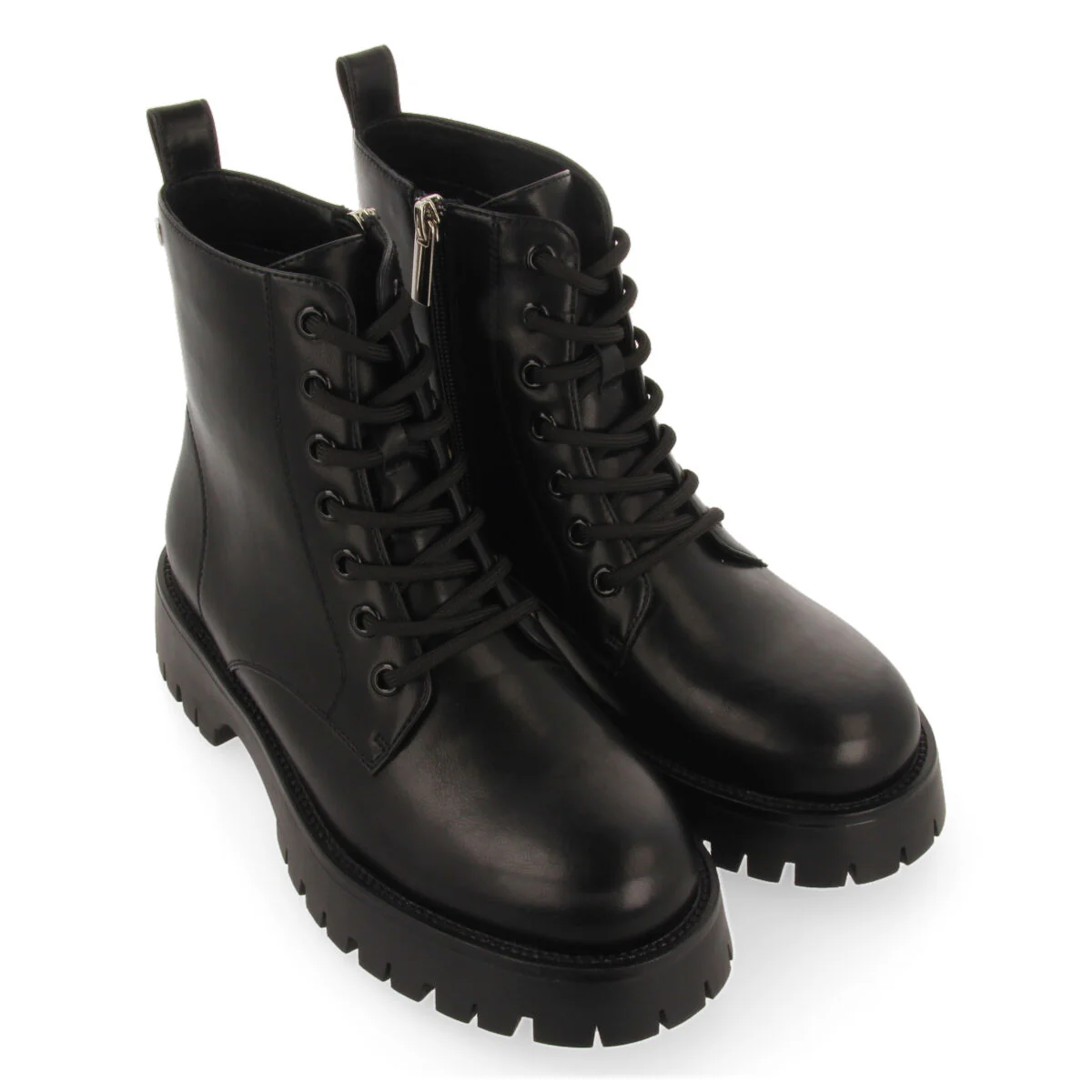 Hesseng women's black lace-up biker boots with track soles - Image 3
