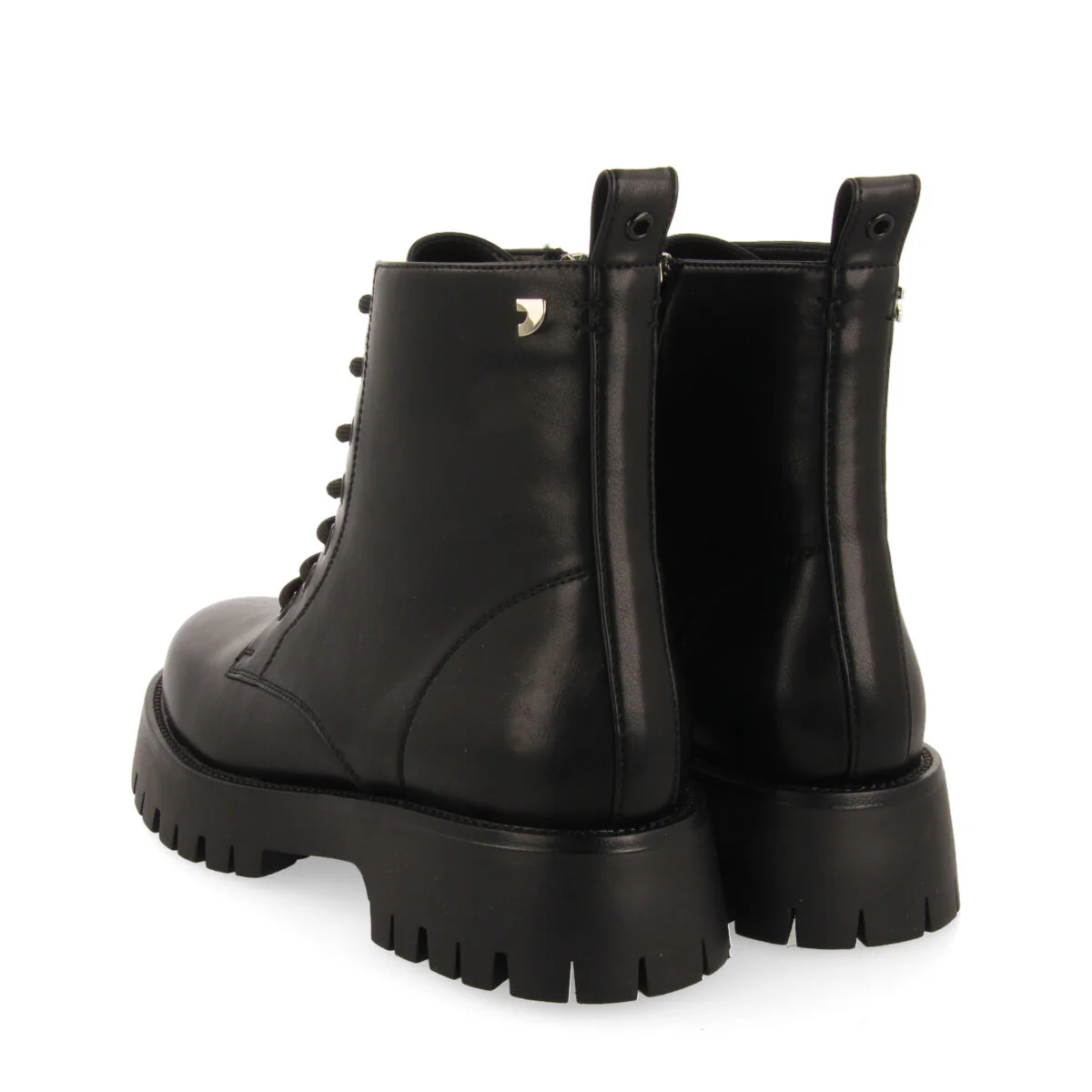 Hesseng women's black lace-up biker boots with track soles - Image 4