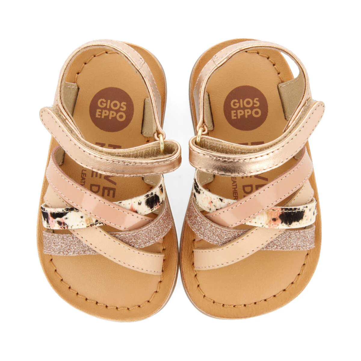 Houdan girlsink animalrint leather sandals - Image 3