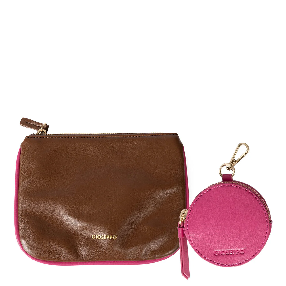 Idre brown crossbody bag with pink details - Image 2