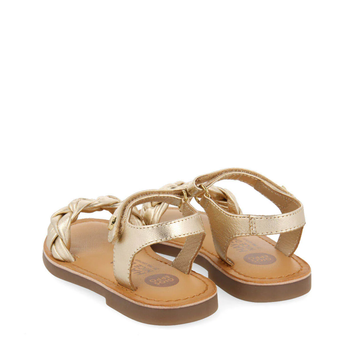 Ingai girlslatinumlaited leather sandals - Image 4
