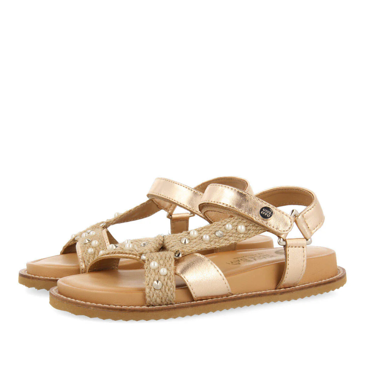 Ipameri girls rose gold sandals with anatomical insoles and jute - Image 2