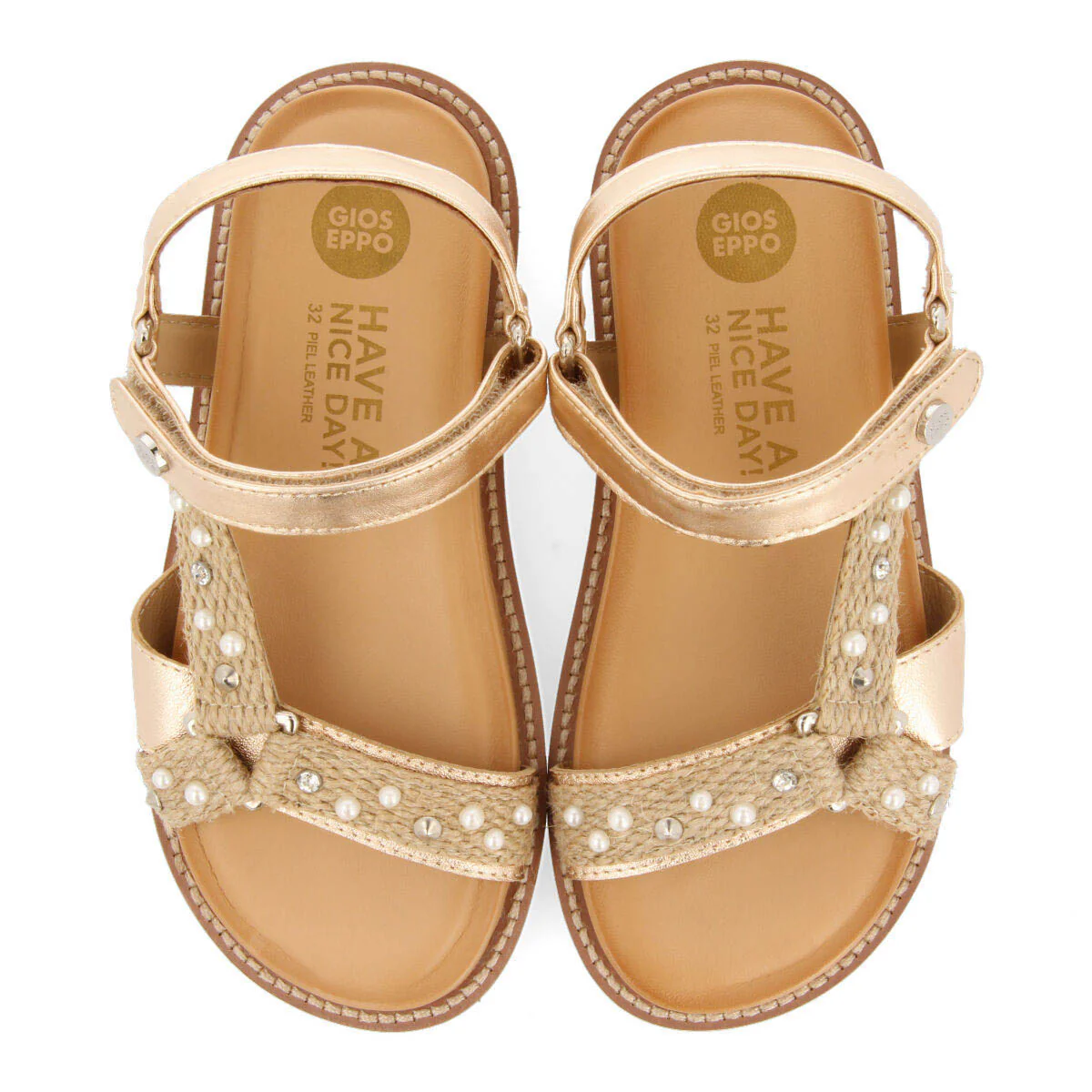 Ipameri girls rose gold sandals with anatomical insoles and jute - Image 3
