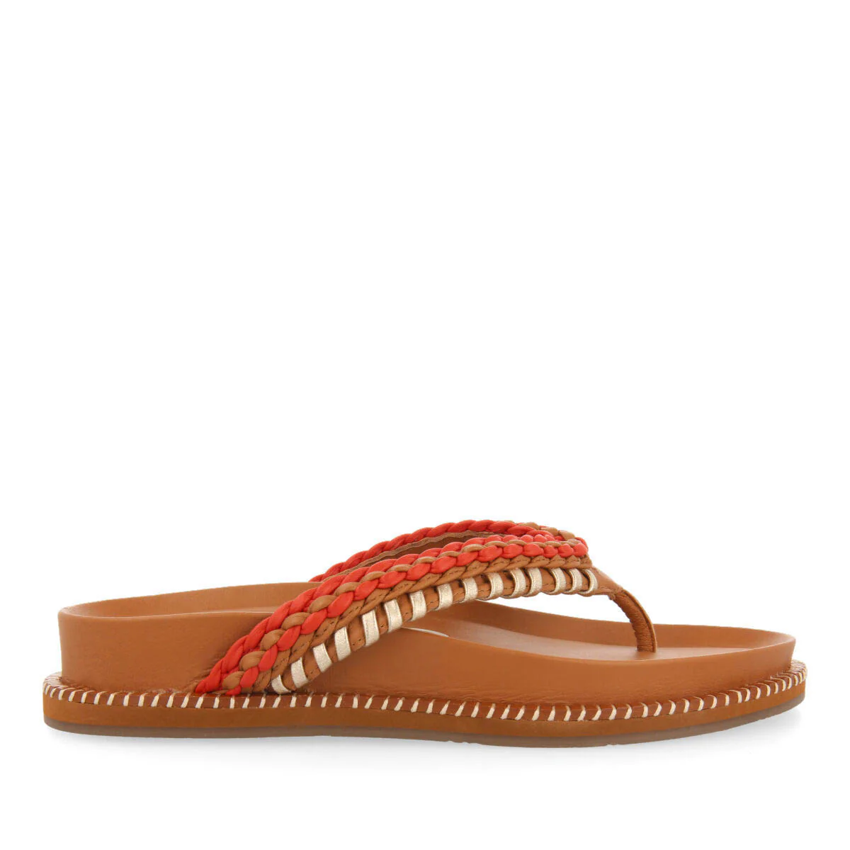 Itaja women's tan sandals with geometric details