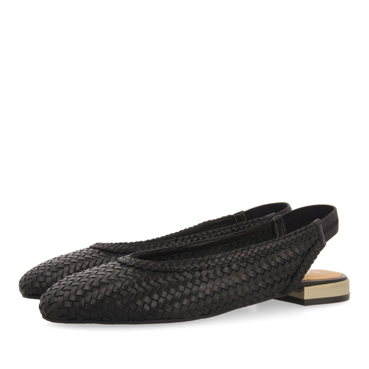 Itapora women's black braided leather slingback ballet flats - Image 2