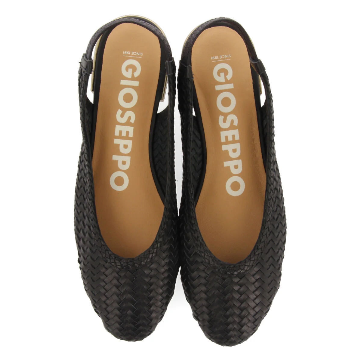 Itapora women's black braided leather slingback ballet flats - Image 3