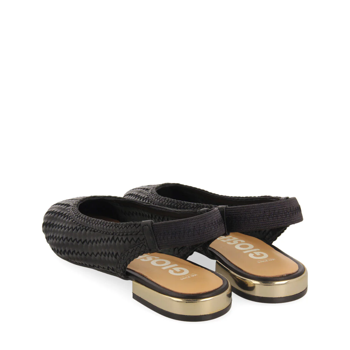 Itapora women's black braided leather slingback ballet flats - Image 4