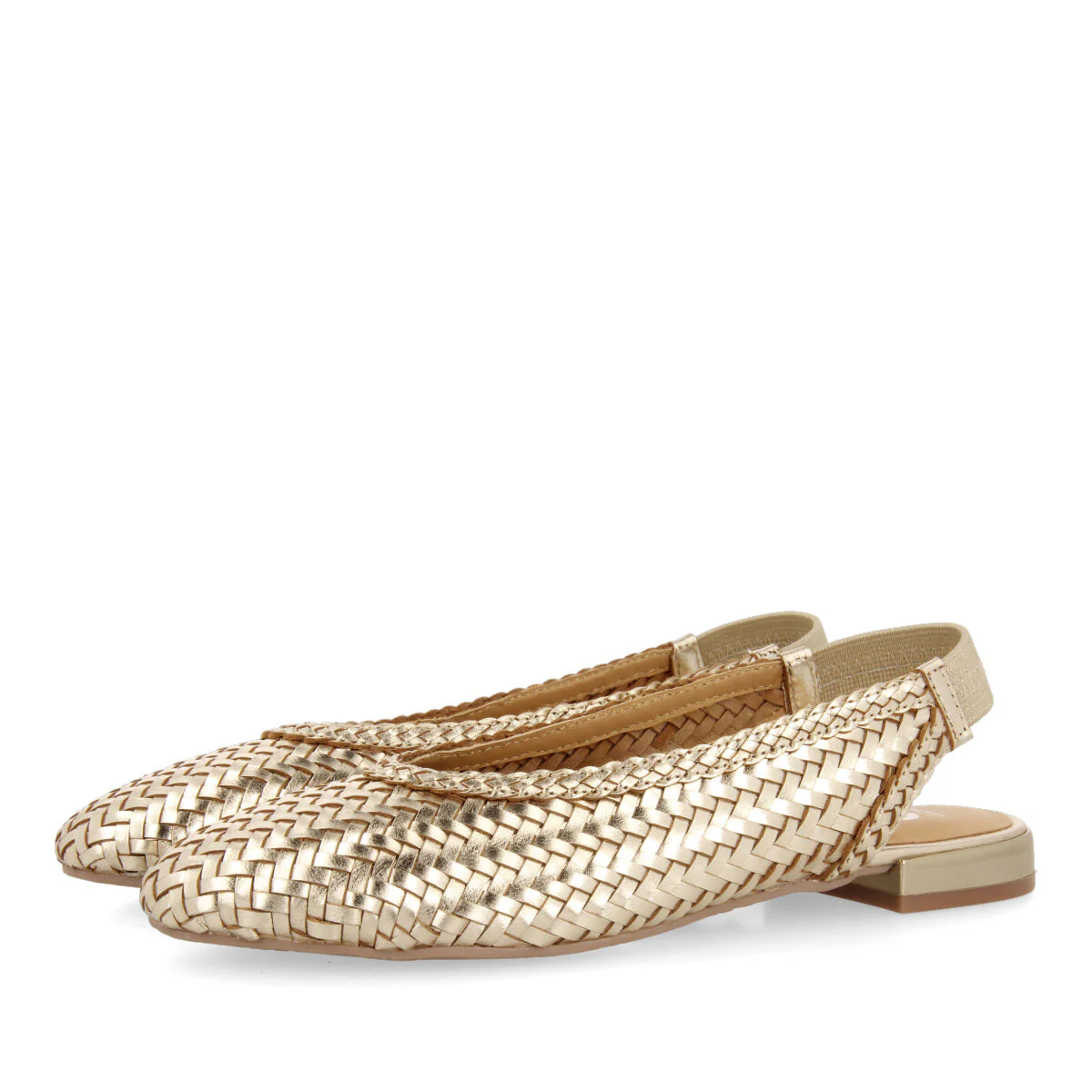 Itapora women's gold braided leather slingback ballet flats - Image 2