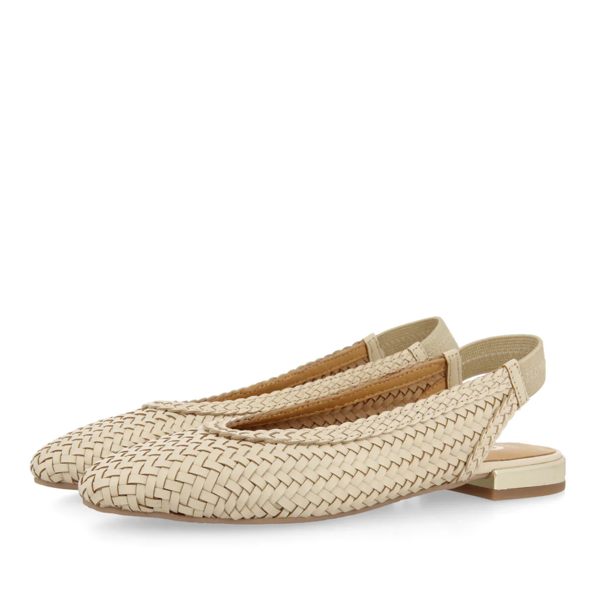 Itapora women's off-white braided leather slingback ballet flats - Image 2