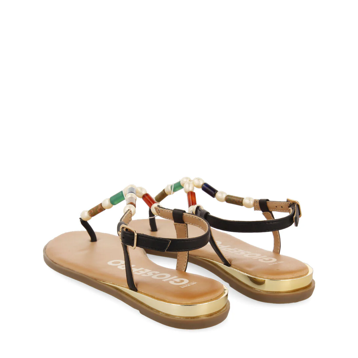 Itauna women's multicoloured sandals with stones and pearls - Image 4