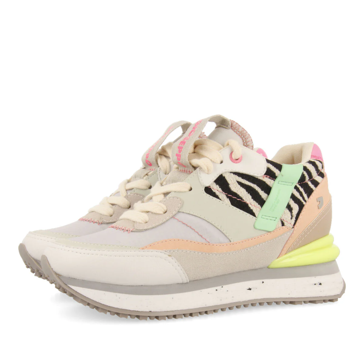 Jaciara women's white sneakers with inner wedges and a range of textures and prints - Image 2