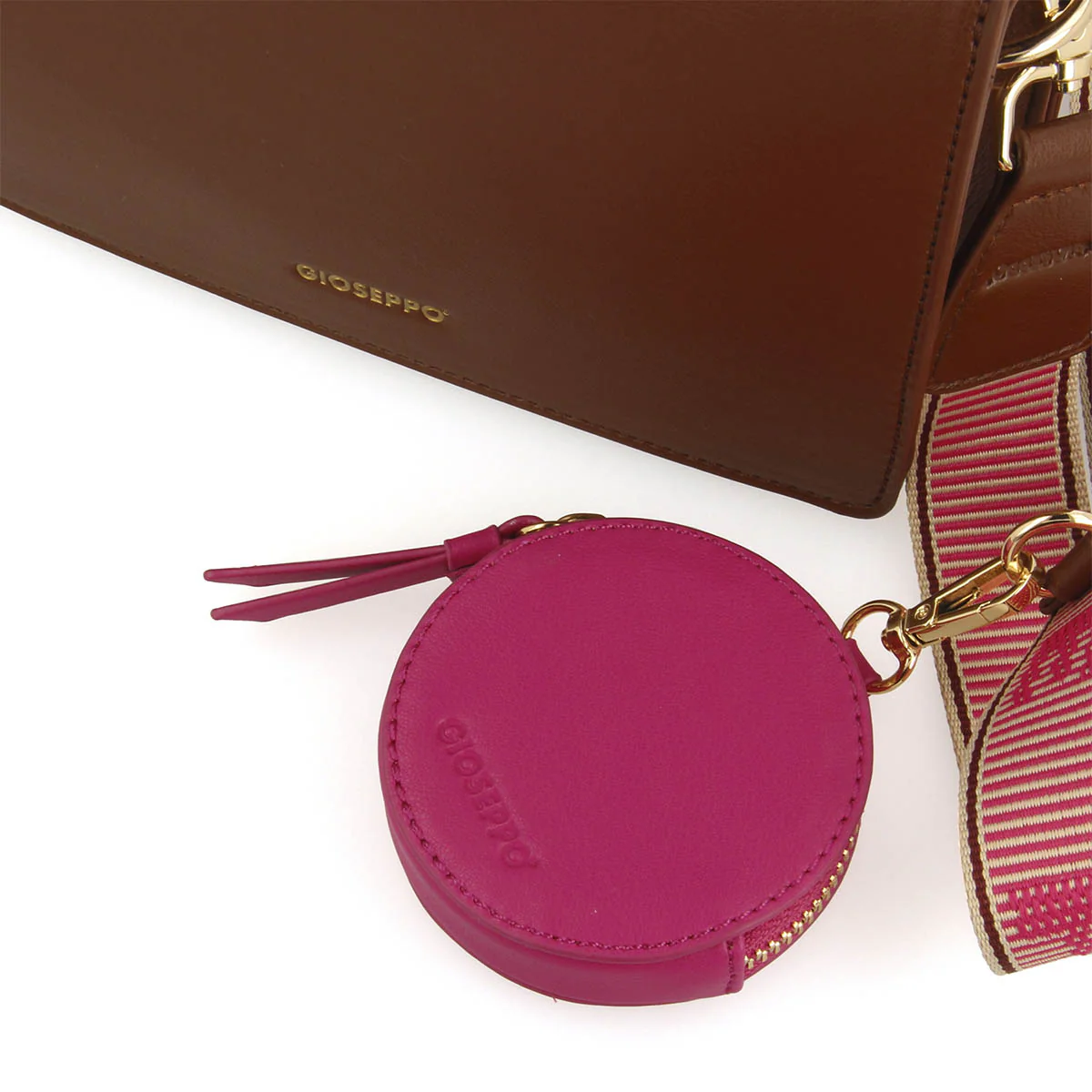 Jaren brown crossbody bag with pink details - Image 3